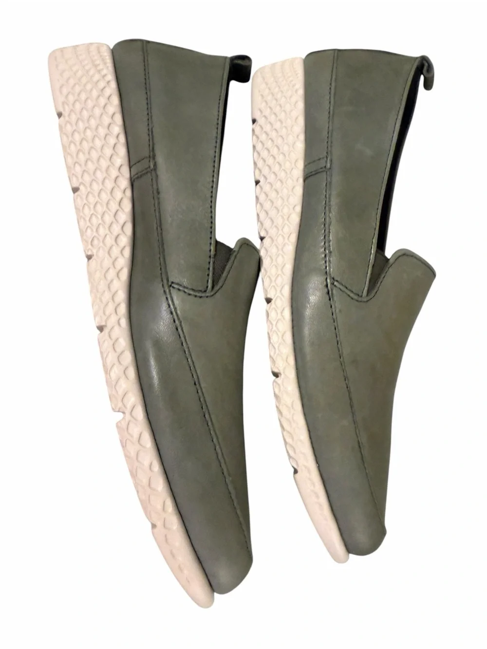Saydo EU 38 US 7.5-8 Olive Green Leather Slip On Loafers Comfort Sneaker Flats